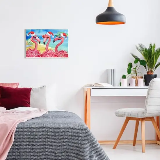 Stupell Industries Holiday Lights Flamingos Beach Wall Plaque Art {3}