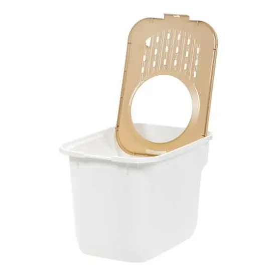 IRIS&reg; 49qt. White & Beige Cat Litter Box with Top Entry Lid {5}