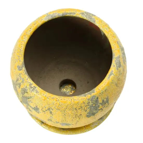 Hello Honey&reg; 5" Distressed Yellow Terra Cotta Planter with Saucer Set {6}