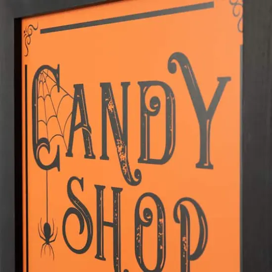 Glitzhome® 24" Halloween Wooden "Candy Shop" Standing Or Hanging Easel Sign {7}