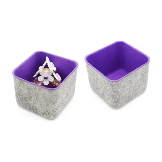 Welaxy Felt 2 Piece Storage Cubes Purple {4}