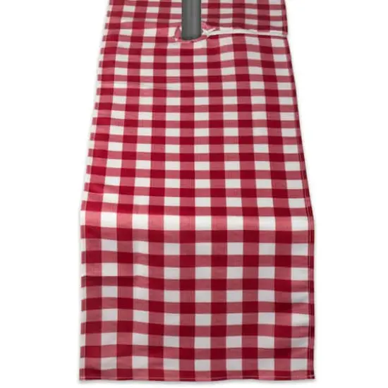 Red Check Outdoor Table Runner With Zipper 14" x 72" {1}
