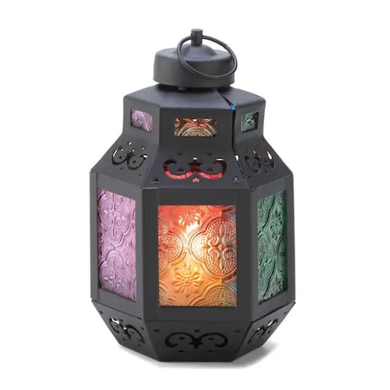 7.5" Rainbow's Delight Candle Lantern {1}