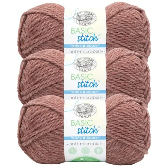3 Pack Lion Brand&reg; Basic Stitch Antimicrobial Thick & Quick Yarn Clay {1}