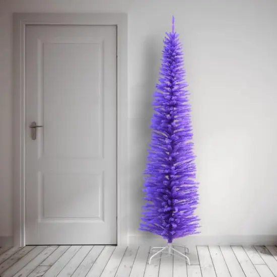 7.5ft. Unlit Lavender Slim Artificial Christmas Tree {3}