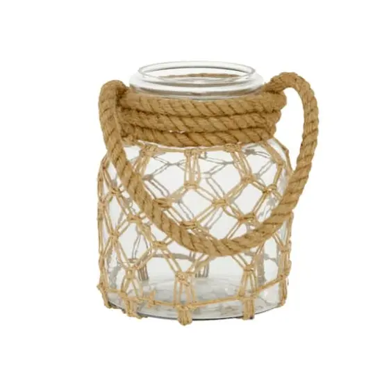 Brown Glass Coastal Lantern, 9" x 7" x 8" {3}