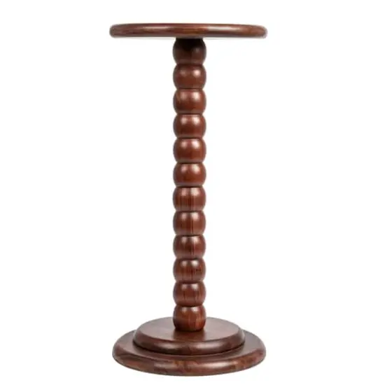 Hello Honey&reg; 25" Stacked Pedestal Cocktail Side Table Dark Chestnut {4}
