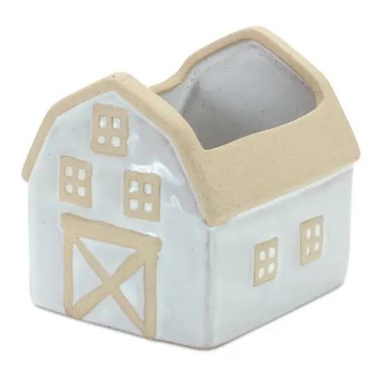 Neutral Porcelain House & Barn Planter Set {4}