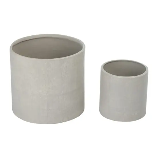 Hello Honey® Stoneware Planters with Embossed Cross Hatch Texture Set Gray {7}