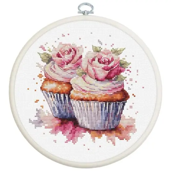Luca-S The Cupcakes Counted Cross Stitch Kit with Display Hoop {1}