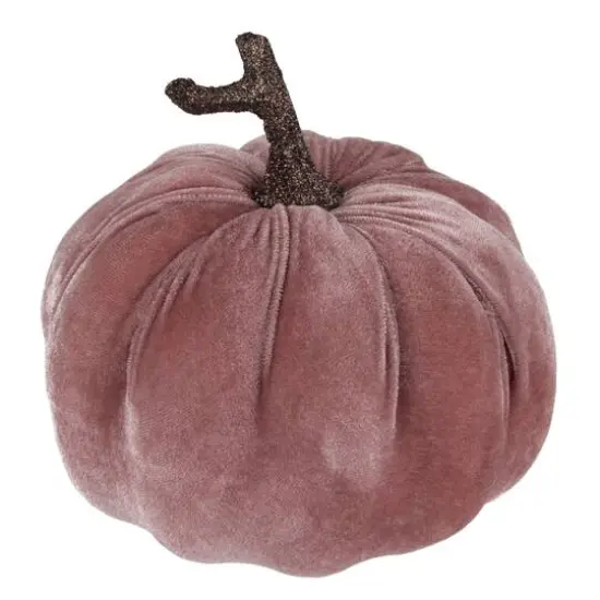 6.25" Pink Velour Pumpkin Fall Harvest Decoration {1}