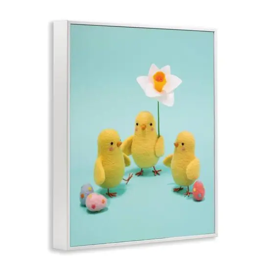 Stupell Industries Spring Chicks Floral Easter Eggs Framed Giclee Art White {4}