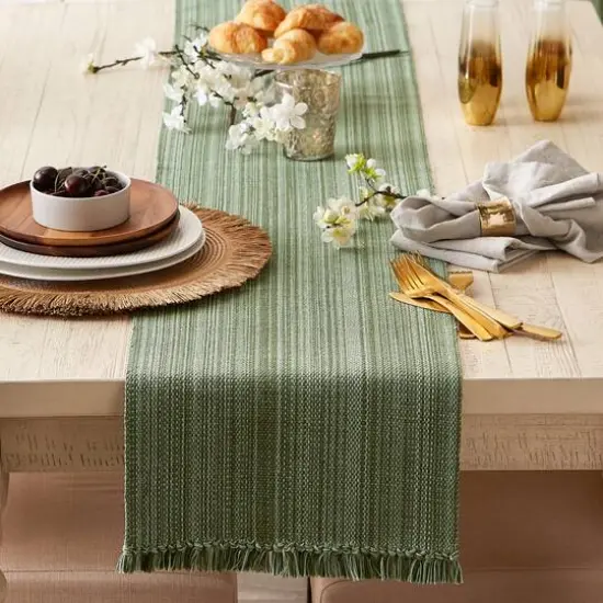DII&reg; 108" Variegated Fringe Table Runner Artichoke {6}