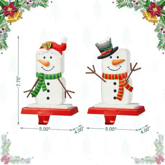 Glitzhome&reg; 7.5" Christmas Snowman Stocking Holder Set {9}