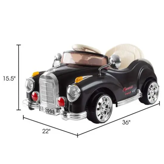 Toy Time Black Battery Powered Ride-On Classic Coupe Car {8}