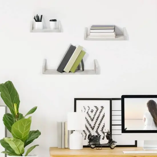 NEX&trade; Rustic Gray Floating Shelves Set {7}