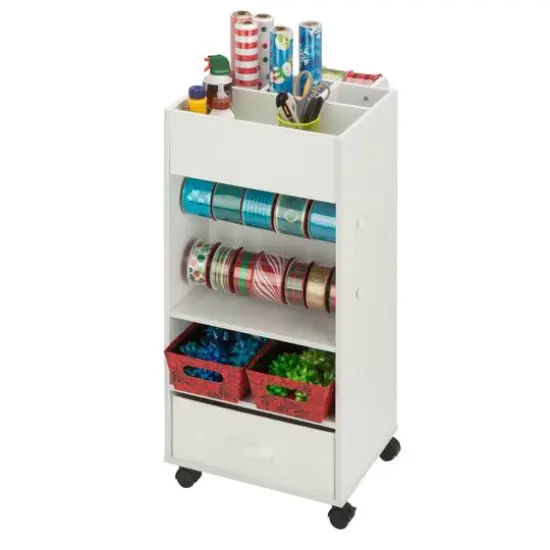 Honey Can Do White Craft Storage Cart With Wheels {3}