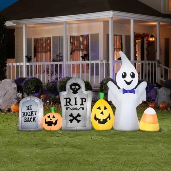 9ft. Airblown® Inflatable Halloween Ghost in Cemetery Scene {3}