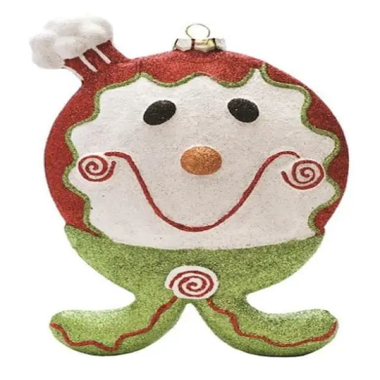 9" Glittered Red & Green Shatterproof Gingerbread Boy Christmas Ornament {1}