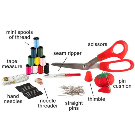 SINGER&reg; Large Blue Deliah Scroll Print Sewing Basket with Sewing Scissors & Notions {7}