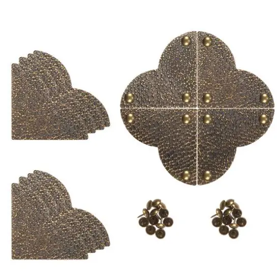 Dritz&reg; Home Pack of 3 Large Textured Quatrefoil Corners, 3ct. Antique Brass {9}