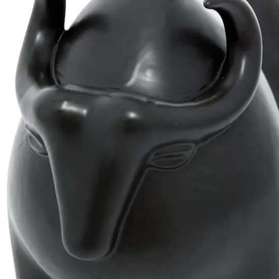 Black Porcelain Contemporary Buffalo Sculpture, 11" x 8" x 16" {5}