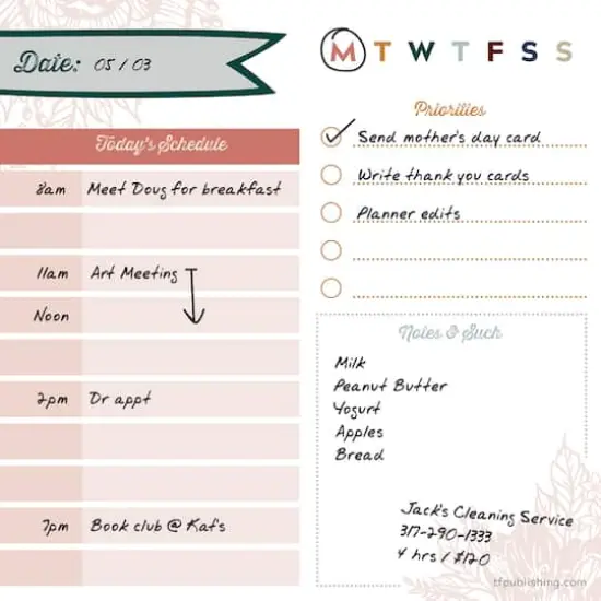 TF Publishing Undated Boho Daily Note Block Desktop {4}