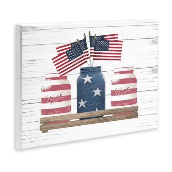 Stupell Industries Rustic Patriotic Jars American Pride Flag Design Wall Plaque Art {4}