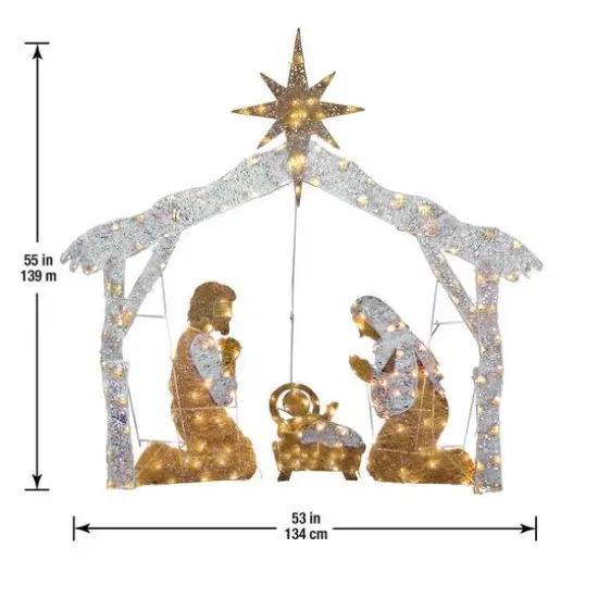 4.5ft. Crystal Splendor Nativity Set with 150 Mini Clear Lights {7}
