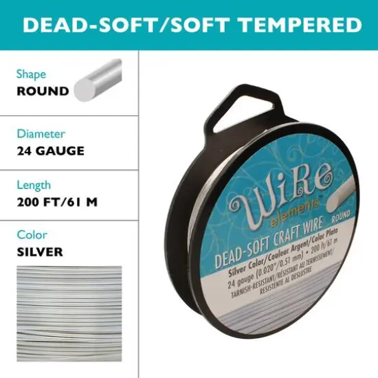 The Beadsmith&reg; Wire Elements&trade; 24 Gauge Tarnish Resistant Soft Temper Wire, 200ft. Silver {6}