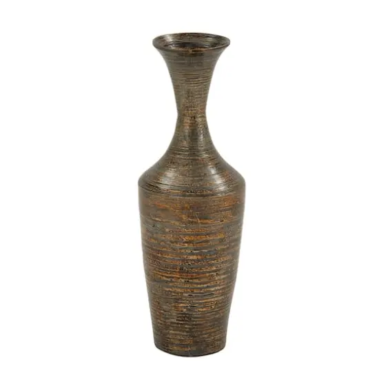 Dark Brown Bamboo Traditional Vase {1}