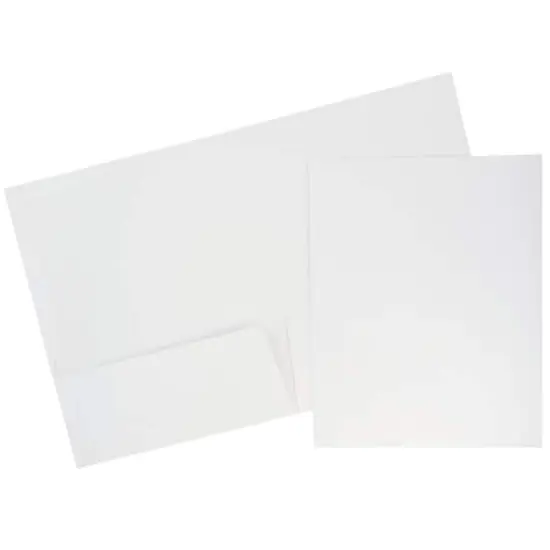 JAM Paper Glossy Laminated Two Pocket Folders, 50ct. White {1}