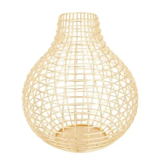 CosmoLiving by Cosmopolitan Gold Iron Modern Vase, 14" x 13" x 13" {3}