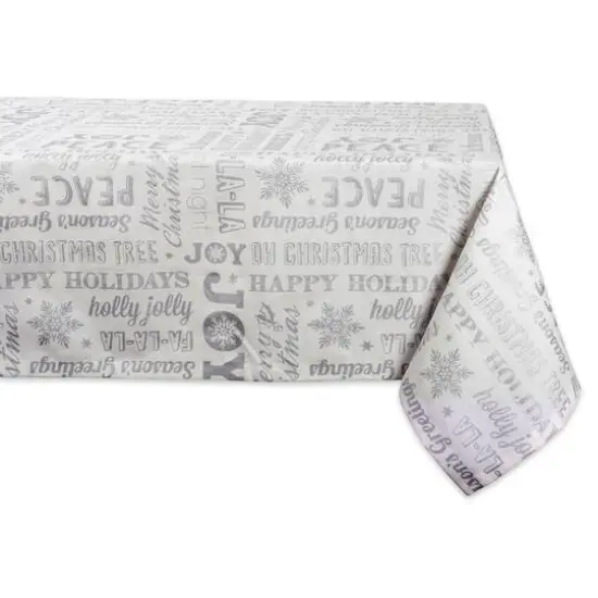 DII&reg; Silver Christmas Collage Tablecloth {1}