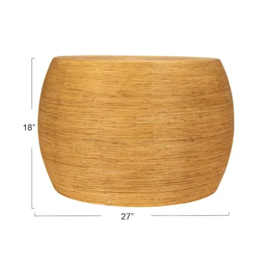 Hello Honey&reg; 18" Natural Wide Rattan Round Accent Table {5}