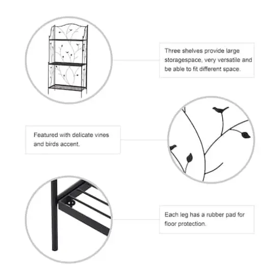 Glitzhome&reg; 3-Tier Black Metal Plant Stand {6}