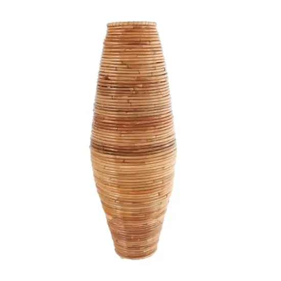37" Brown Rattan Handmade Tall Wrapped Vase {5}