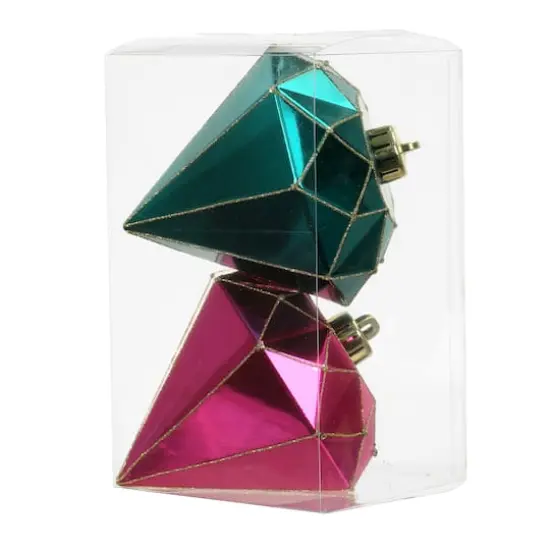 2 Pack 5.4" Pink & Teal Shatterproof Diamond Ornaments by Ashland&reg; {3}