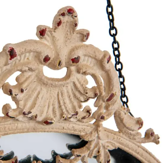 Hello Honey&reg; Vintage Pewter Framed Wall Mirror with Decorative Chain Cream {6}