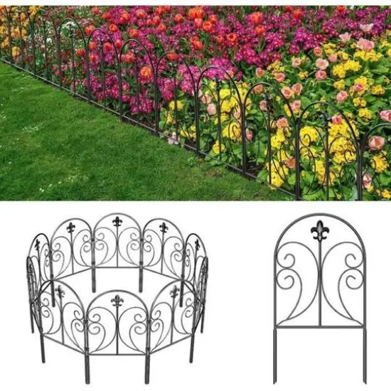 NEX 10ft. Black Decorative Butterfly Garden Fence {1}