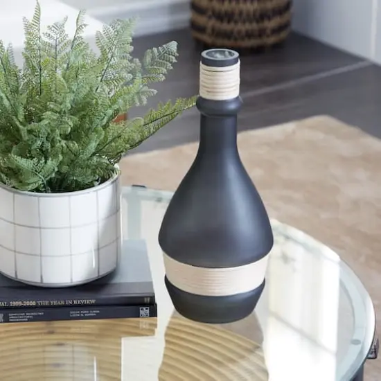 16" Green Contemporary Glass Vase {7}