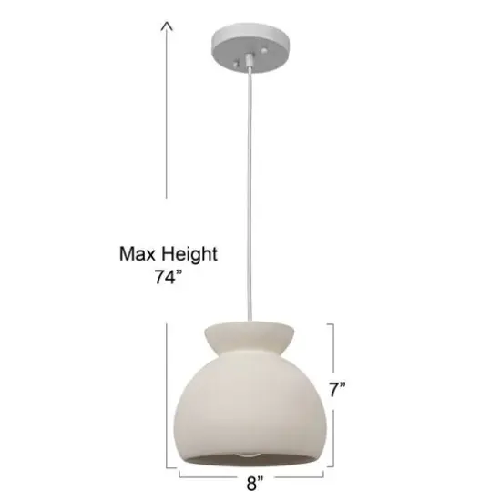Hello Honey&reg; Sienna Matte White Boho Ceramic Ceiling Light with White Fabric Cord {5}