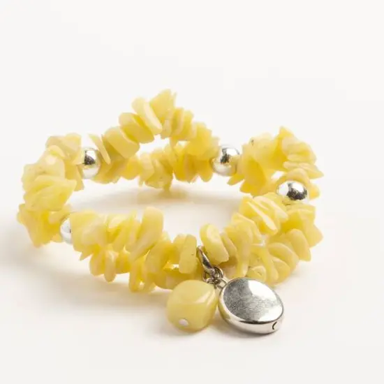 John Bead New Jade Green Natural Stone 2-Strand Bracelet with Circle Charm {4}