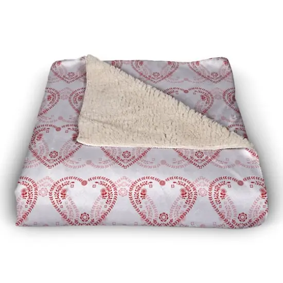 Red & Pink Interlocking Hearts Sherpa Fleece Blanket {3}