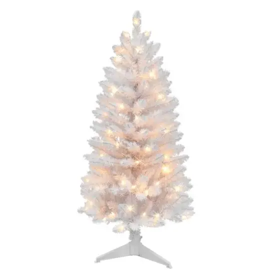 4ft. Pre-Lit White Carson Artificial Pine Christmas Tree, Clear Lights {1}