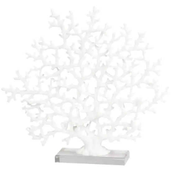 16.75" White Coral Sculpture D&eacute;cor with Clear Base {1}