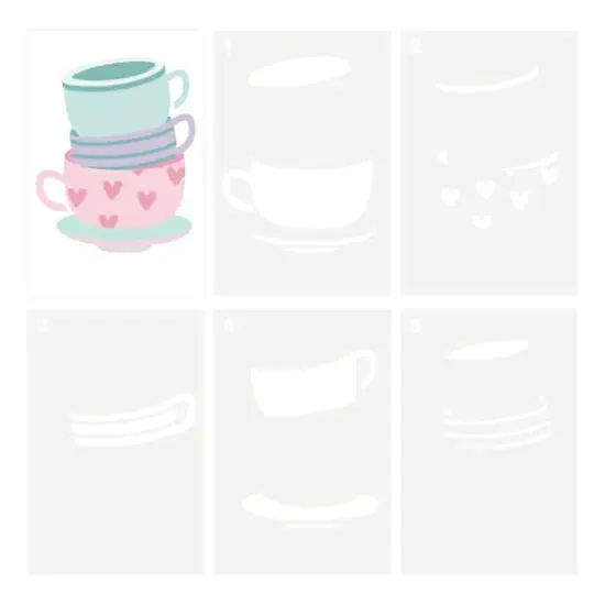 Stacked Tea Cups Layering Stencils by Recollections&trade; {1}