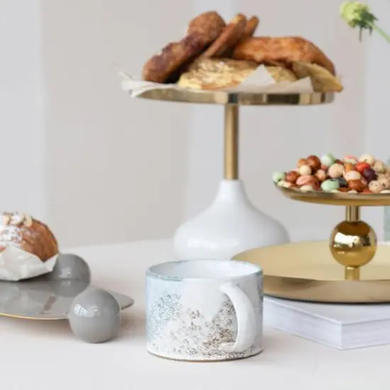 Hello Honey&reg; 16oz. White & Green Serenity Duo Stoneware Mugs, 2ct. {4}