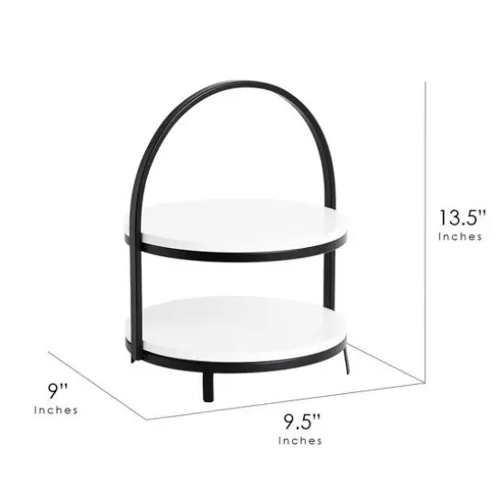 American Art Decor White 2-Tier Metal Storage Display Tray {6}