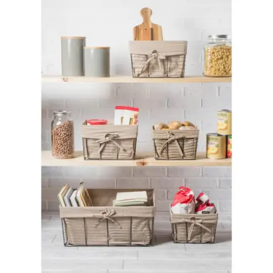 DII&reg; Medium Desert Taupe Lined Vintage Wire Basket, 2ct. {2}